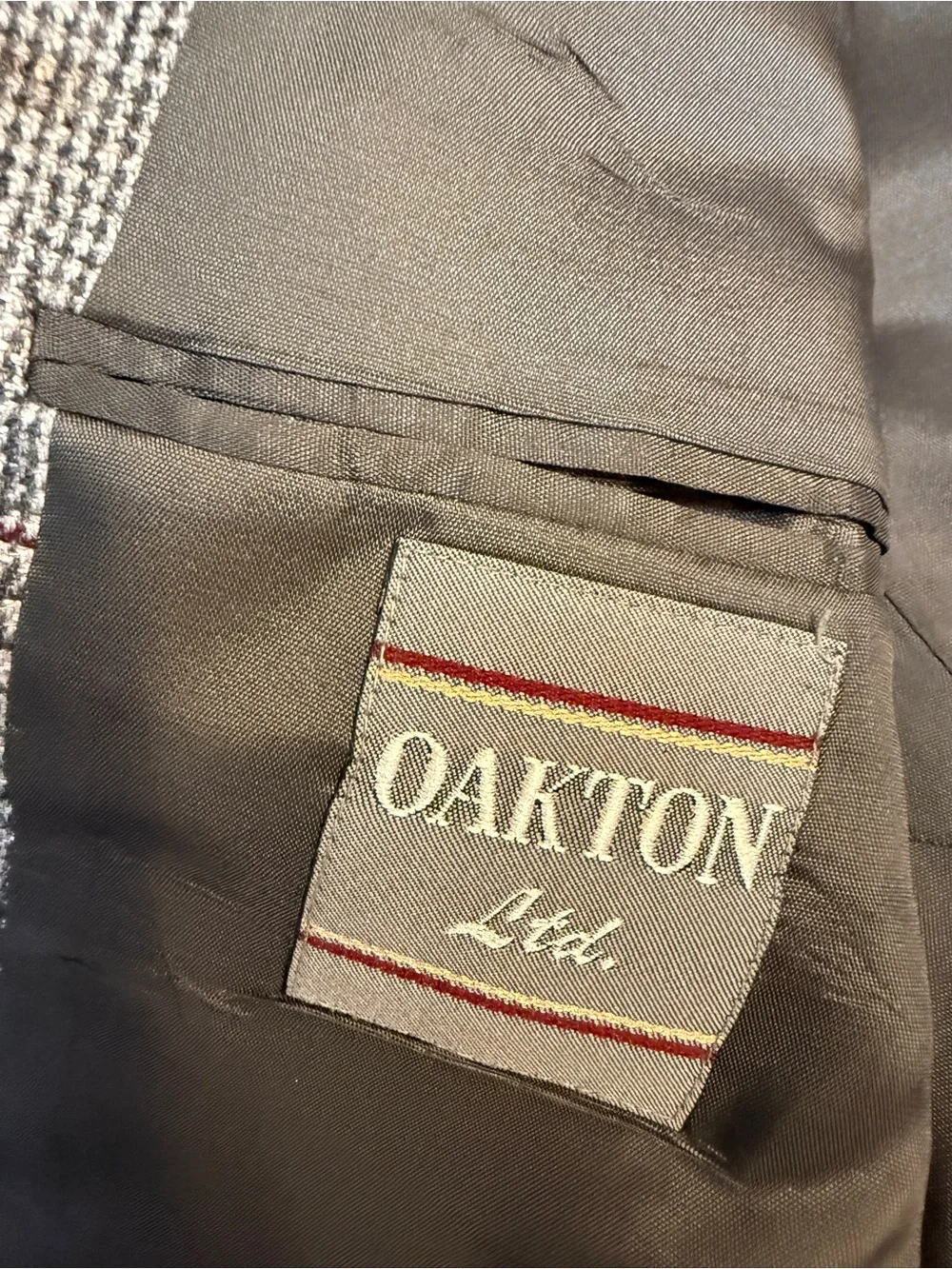 Vtg Oakton Ltd Mens Gray Plaid Blazer Jacket Wool Blend Sport Coat Size 44L